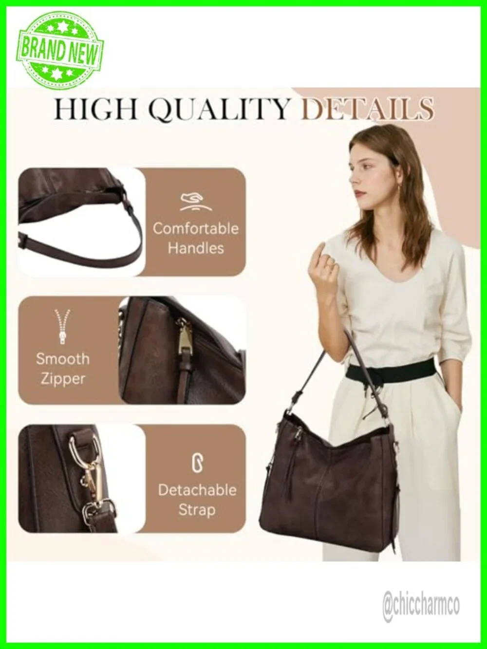 Faux Leather Hobo Shoulder Bag with Adjustable Strap for Women